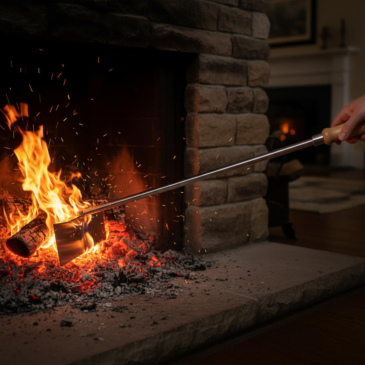 ASCHEKRATZER - Silberfarben, Holz/Metall (11/4.5/58.5cm) - Relaxdays