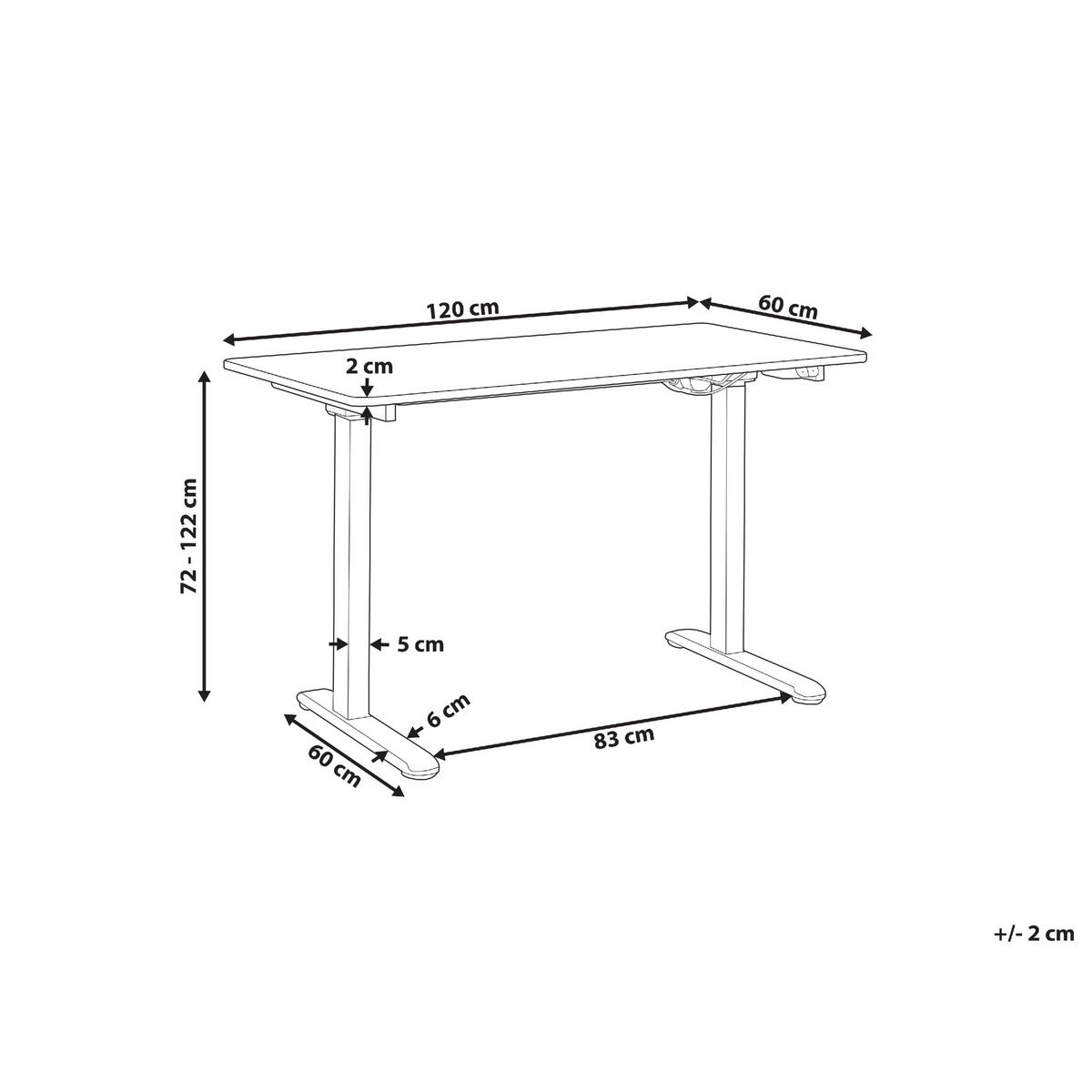 SCHREIBTISCH weiß 120/60/72-122 cm Grifton - Weiß, Holzwerkstoff (60/120/72cm) - Beliani