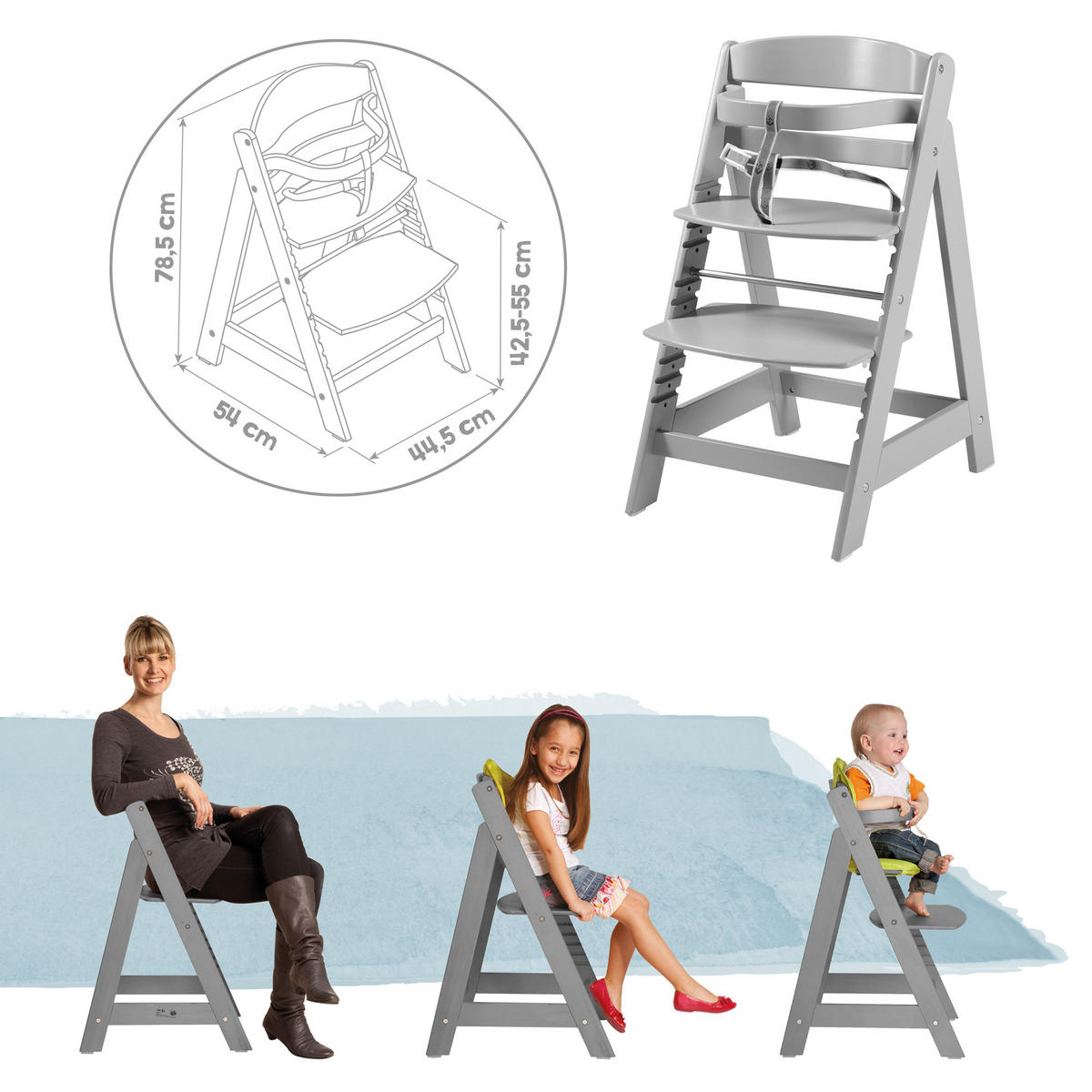 KINDERHOCHSTUHL - Sit Up CLICK - taupe - Taupe, Holzwerkstoff (44.5/80/54cm) - Roba