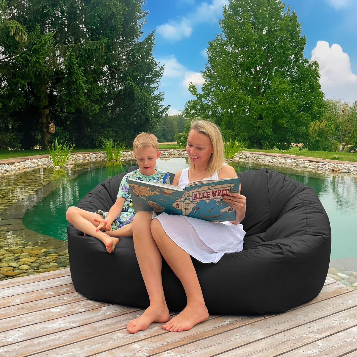 SITZSACK SOFA Lounge schwarz für Indoor und Outdoor - Schwarz, Textil (1600/60/1000cm) - Bruni