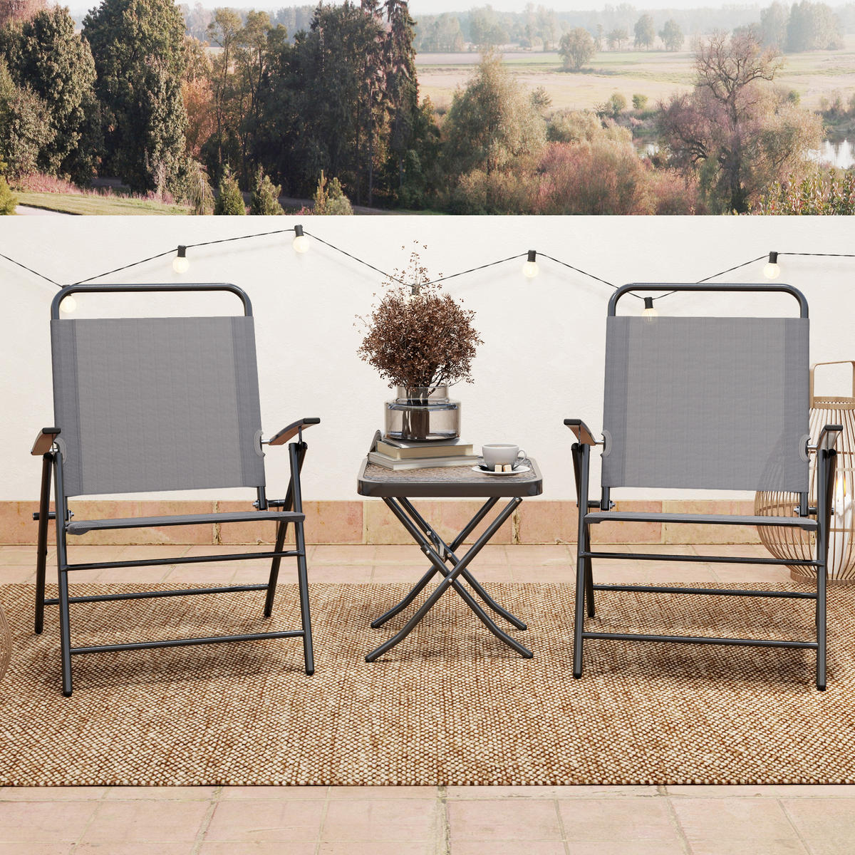 GARTEN-BEISTELLTISCHSET Grau 3 Stück - Grau, Naturmaterialien (70/64/87cm) - GiPP