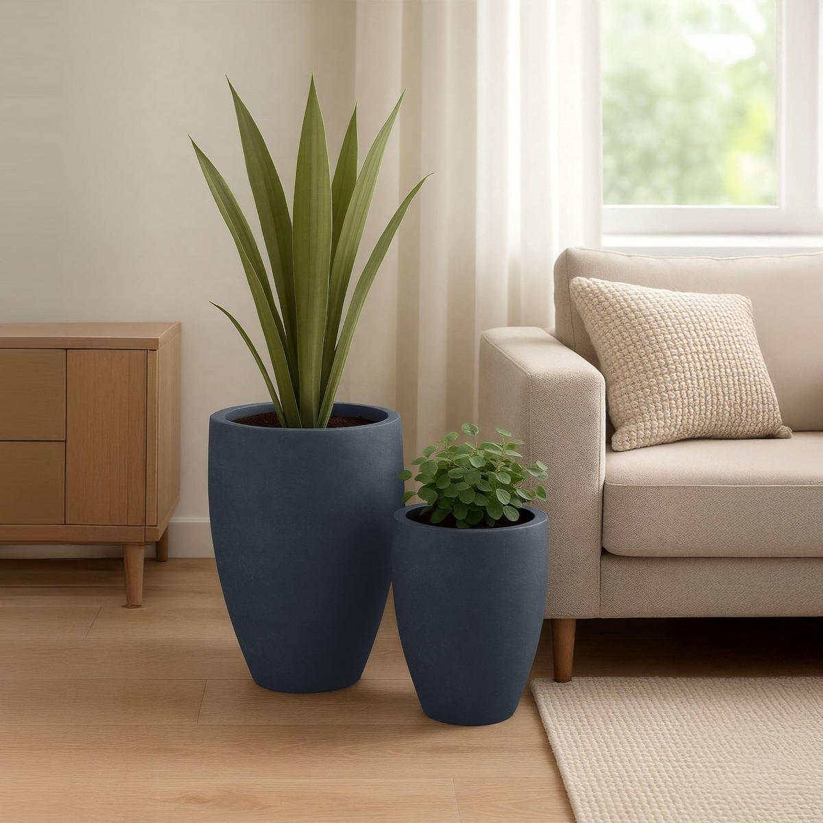 PFLANZKÜBEL 2er Set Anthrazit - Anthrazit, Kunststoff (46/61cm) - CLP