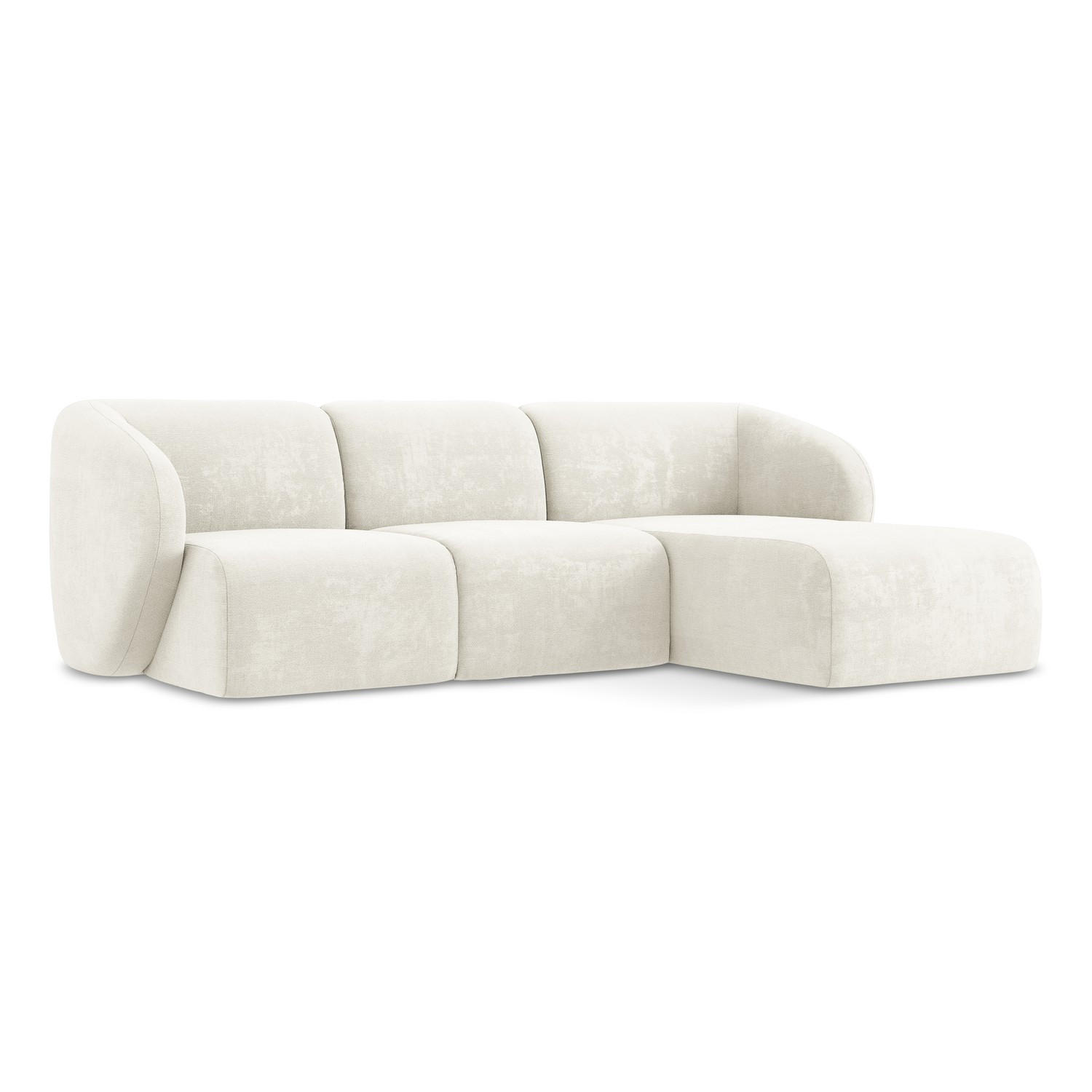 ECKSOFA Rechts Chenille Stoff Weiß - Schwarz/Weiß, Holzwerkstoff/Kunststoff (248/166cm) - LaMiaSofa