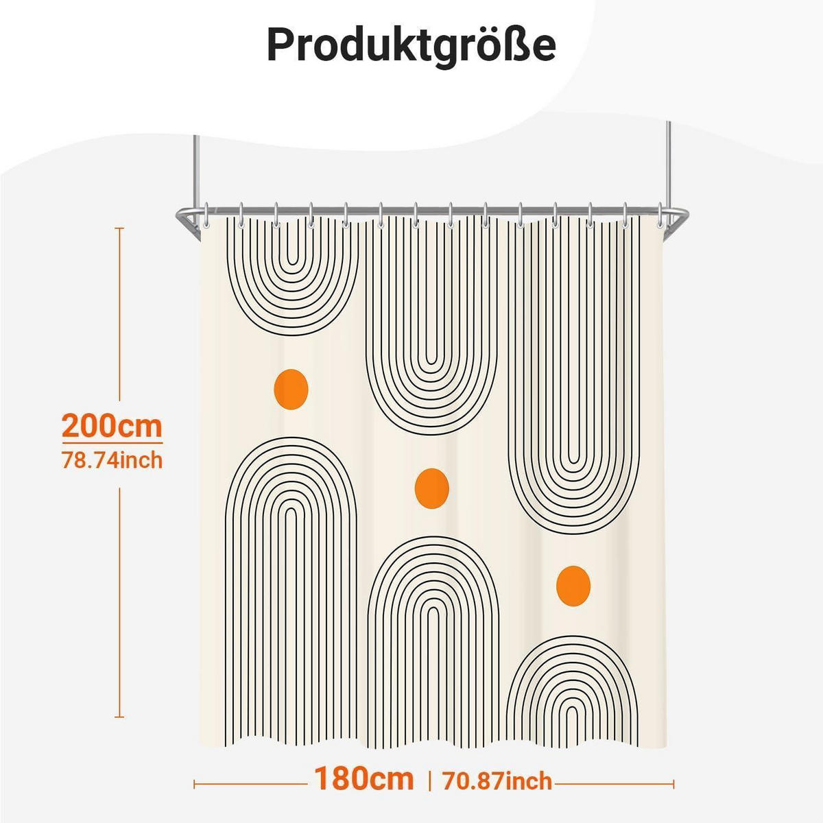 DUSCHVORHANG Geometrische Kurve 180 x 200 cm - Multicolor, Textil (180/200cm)