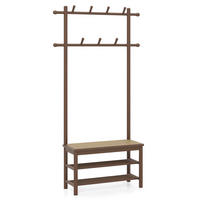 GARDEROBENSTÄNDER mit Schuhbank braun - Braun, Naturmaterialien (71/169.5/30cm) - COSTWAY