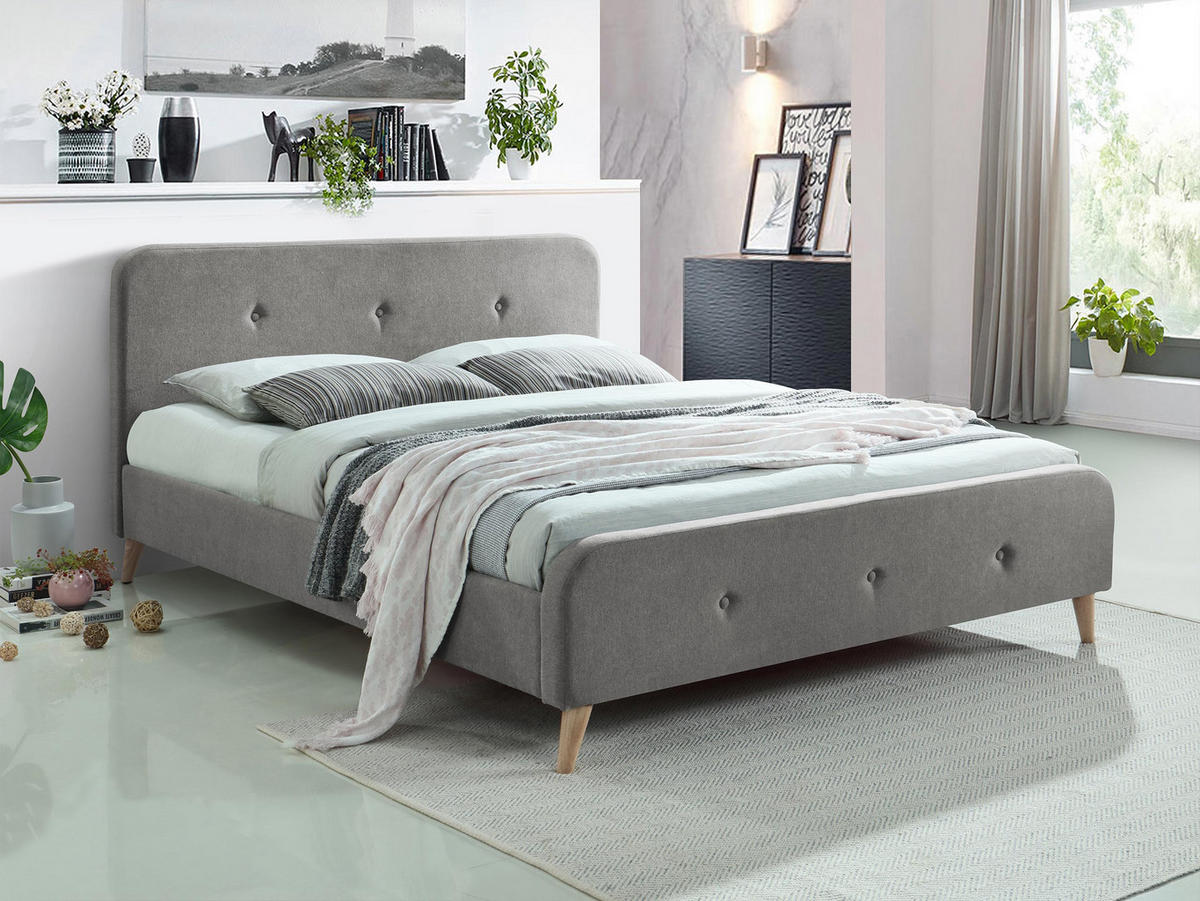 POLSTERBETT Loham New - Naturfarben/Grau, Holz/Holzwerkstoff (160/200cm) - MIRJAN24
