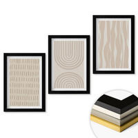 WANDBILDER 3er-Set - 20x30 cm Schwarzer Rahmen - Abstrakte beige Muster - Schwarz, Kunststoff (20/30cm) - ArtPrintCave