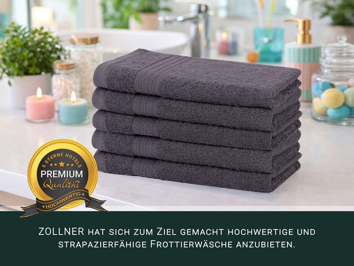 GÄSTETÜCHER, 10er-Set, 30x50 cm, 100% Baumwolle, Grau - Anthrazit, Textil (30/50cm) - Zollner