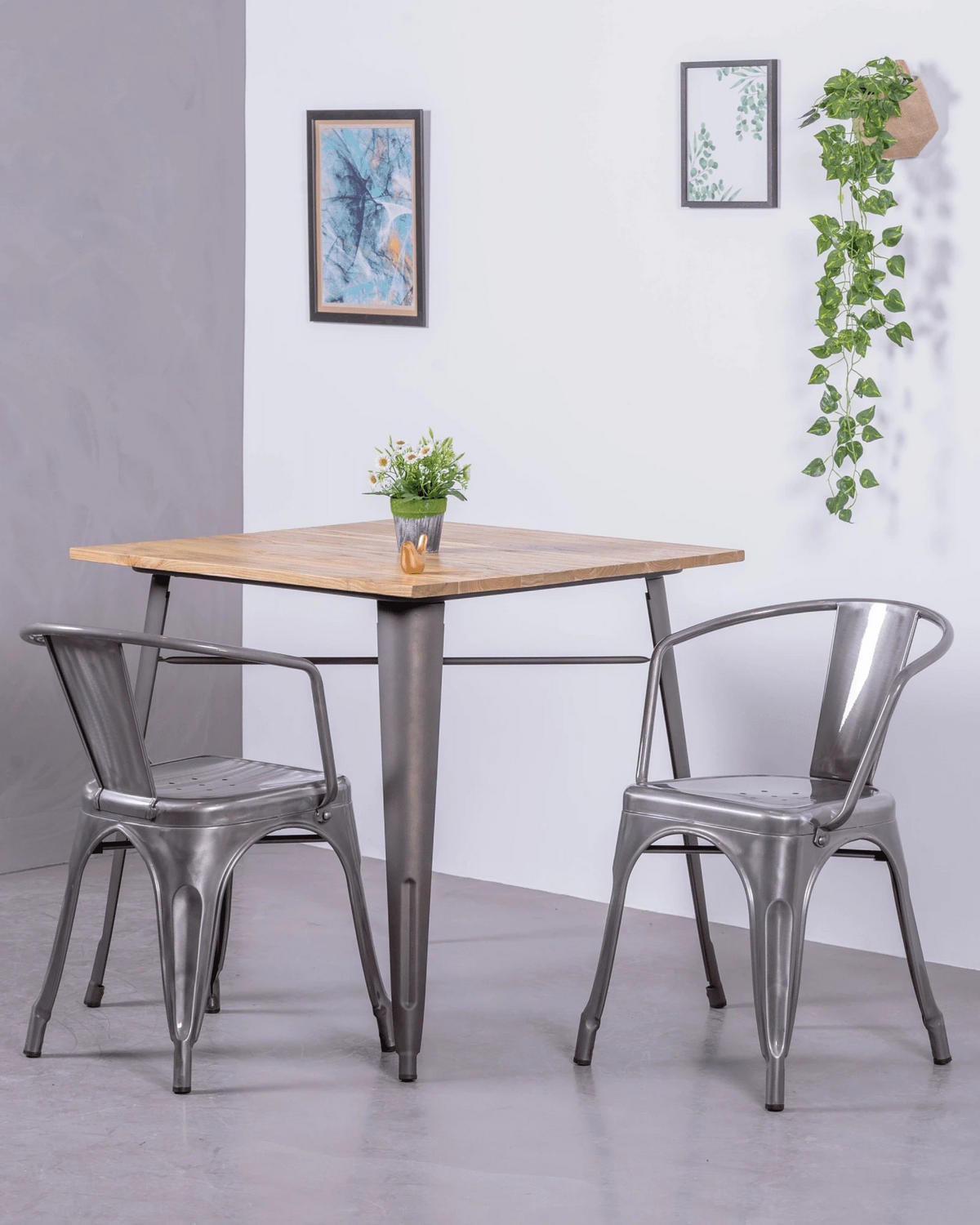 STÜHL-SET 4 Stück Metall Alufarben - Alufarben, Metall (51/72/47cm) - Nest Dream