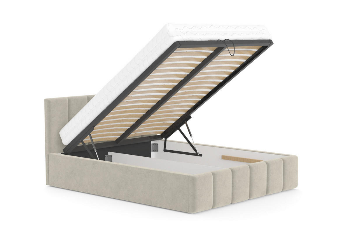 POLSTERBETT MEGAN 160/200 in Velours Beige - Beige, Holz/Holzwerkstoff (160/200cm) - Deine Möbel 24