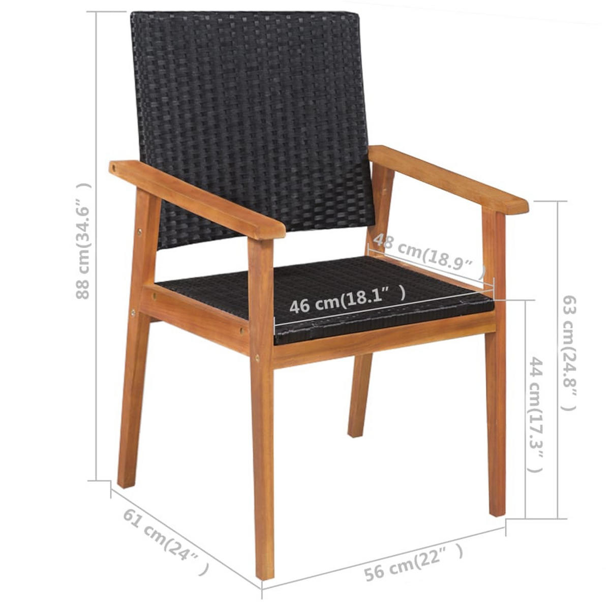 GARTEN-ESSGRUPPE 5-teilig Poly Rattan Schwarz Und Braun - Schwarz, Kunststoff - vidaXL