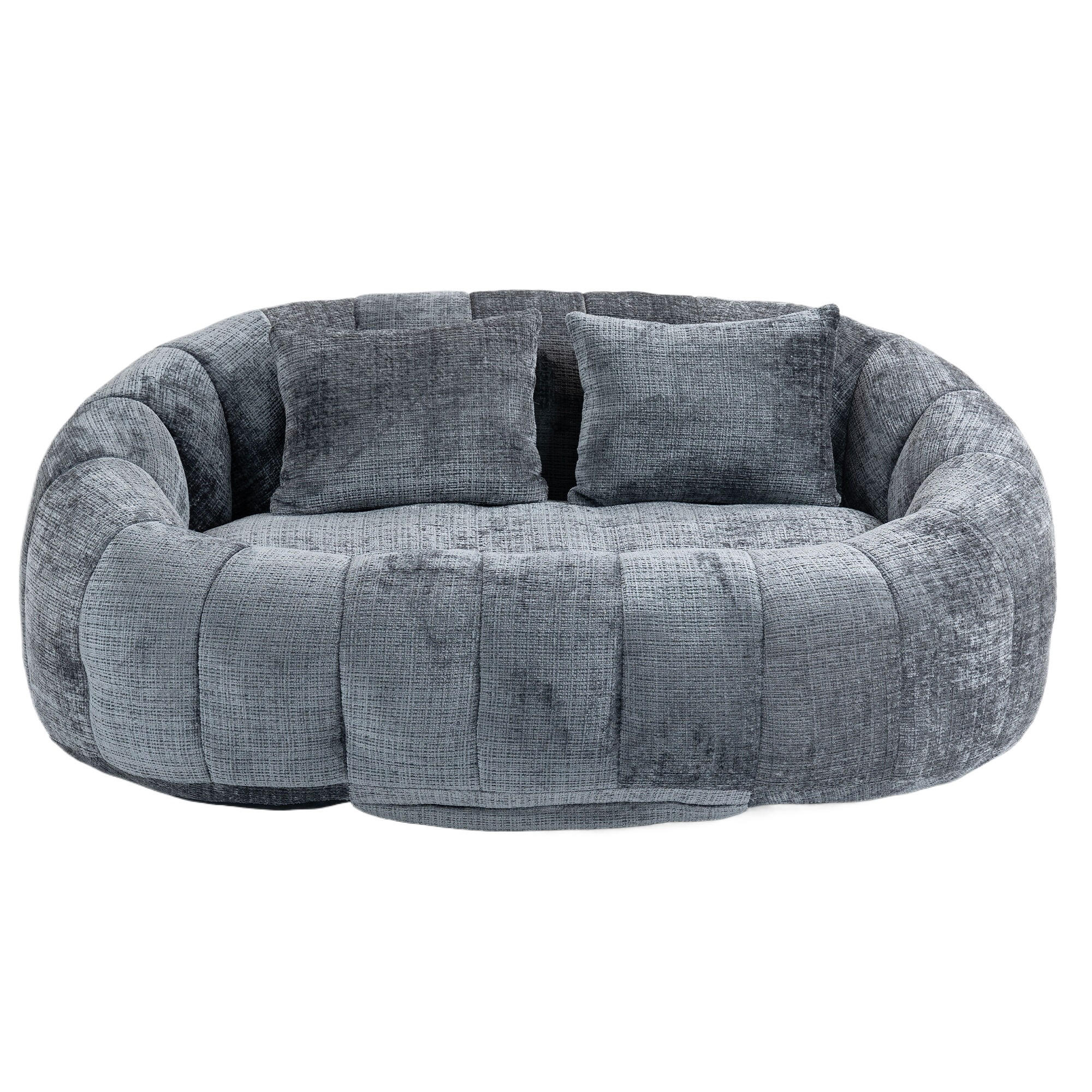 SITZSACK Chenille, Sofa mit 3 extra Kopfkissen,Grau - Grau, Textil (145/63/95cm) - LVHOM