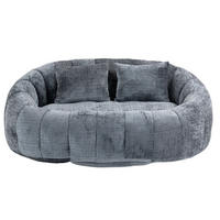 SITZSACK Chenille, Sofa mit 3 extra Kopfkissen,Grau - Grau, Textil (145/63/95cm) - LVHOM