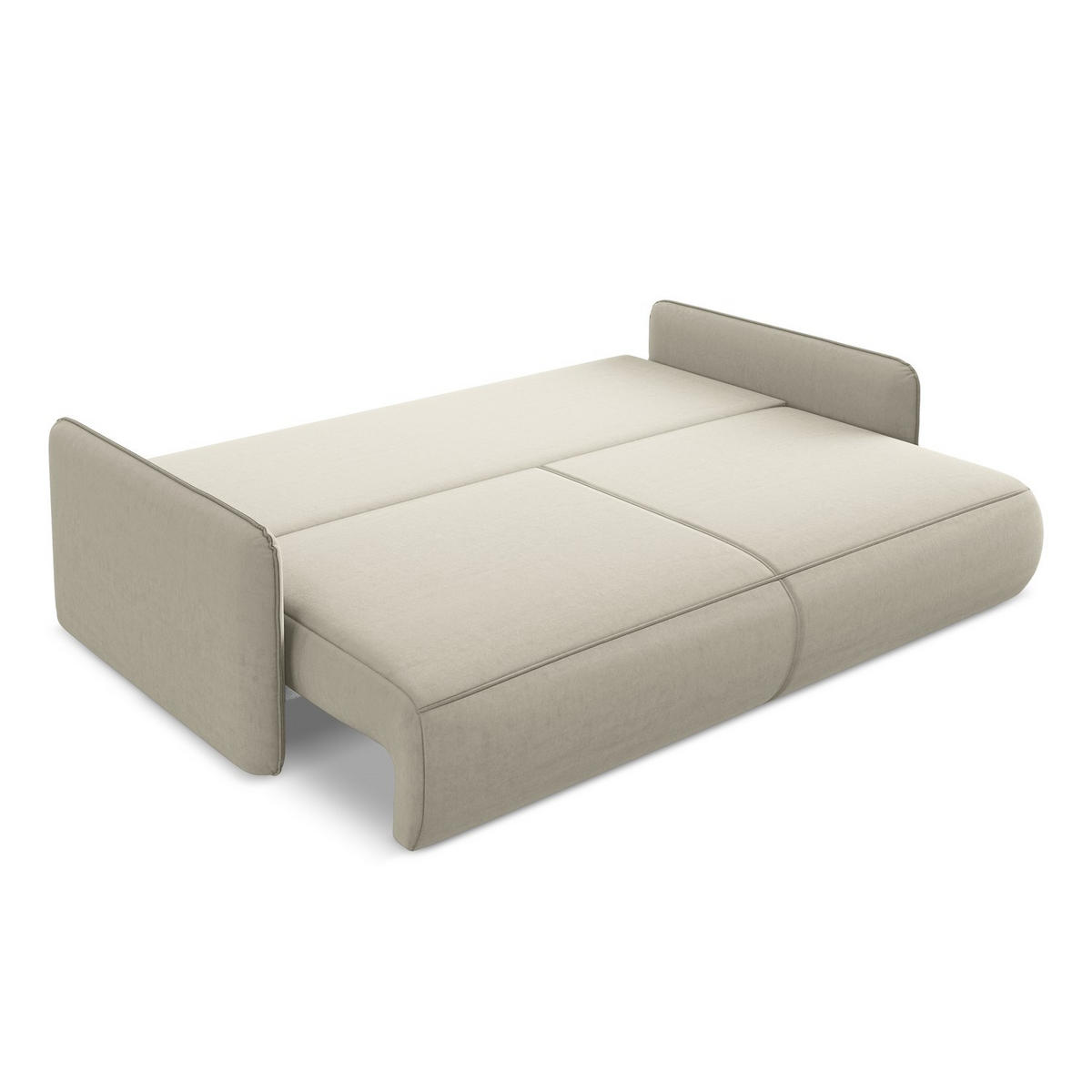 3-SITZER SOFA mit Schlaffunktion Samt Stoff Creme - Perlmutt/Creme, Kunststoff/Textil (216/86/105cm) - LaMiaSofa