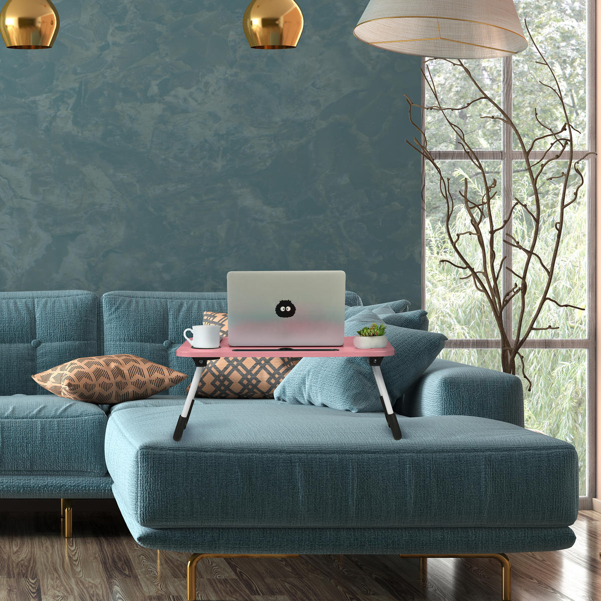 LAPTOPTISCH Rosa klappbar mit Tablethalter - Multicolor, Holzwerkstoff/Kunststoff (40/63/26cm) - Relaxdays