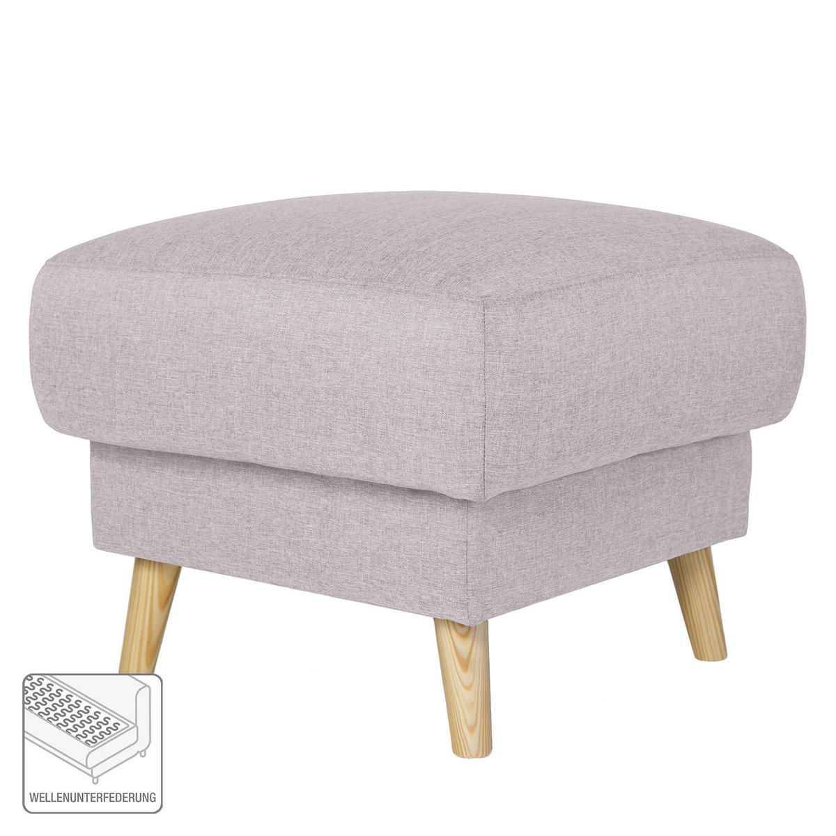 POLSTERHOCKER - Webstoff - Hellbraun/Hellrosa, Holz/Textil (77/46/62cm) - home24