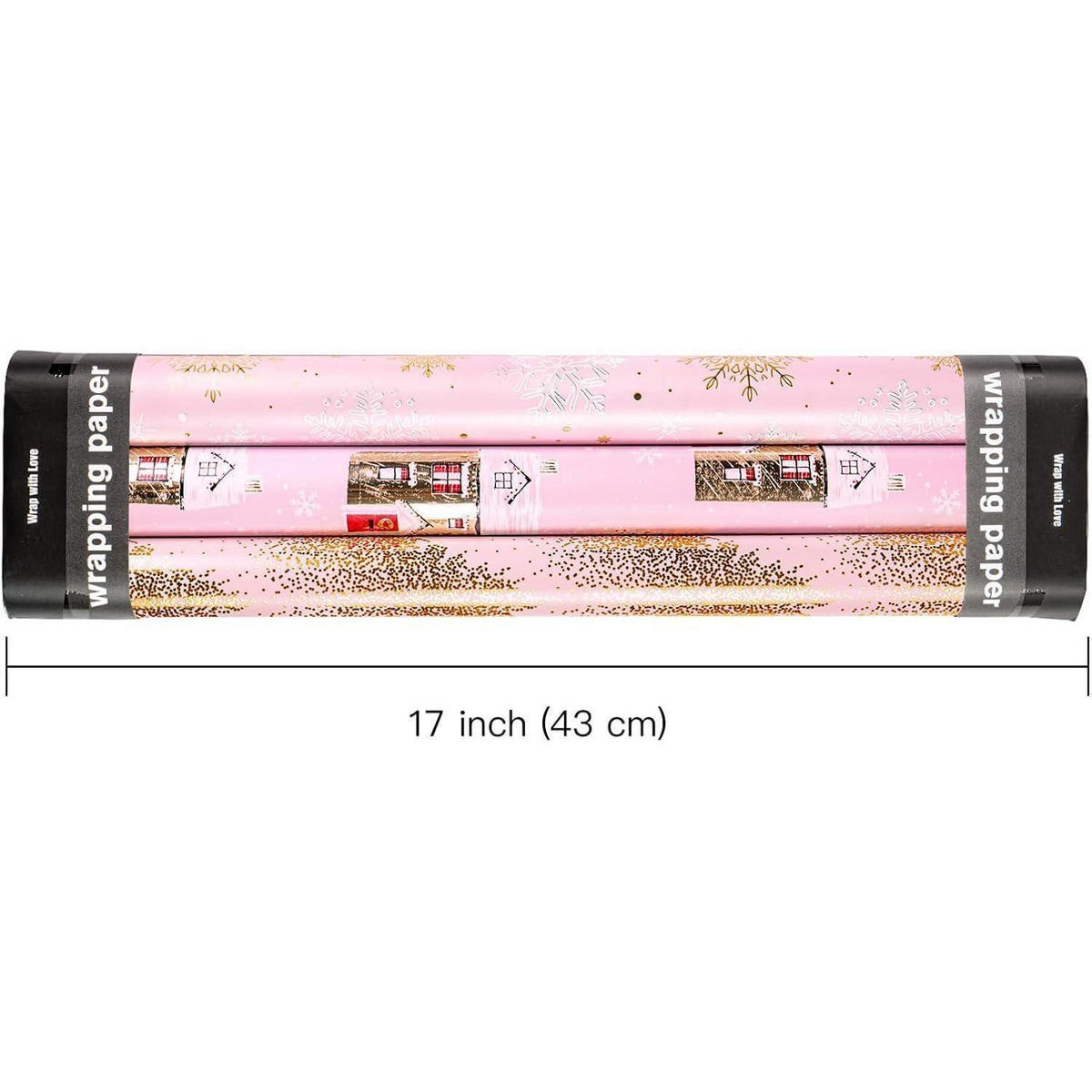 GESCHENKPAPIER 3-teiliges Set 43,2 cm x 3 m Rosa Gold - Multicolor, Papier (4/44/10cm)