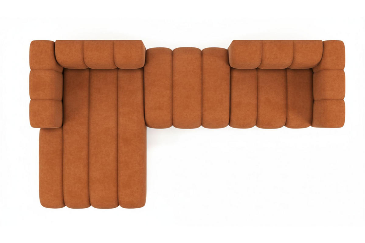 ECKSOFA L-Form Grand L 319 cm, Veloursstoff Salvador, Braun, Links - Braun, Holz (319/179cm) - Kaiser Möbel