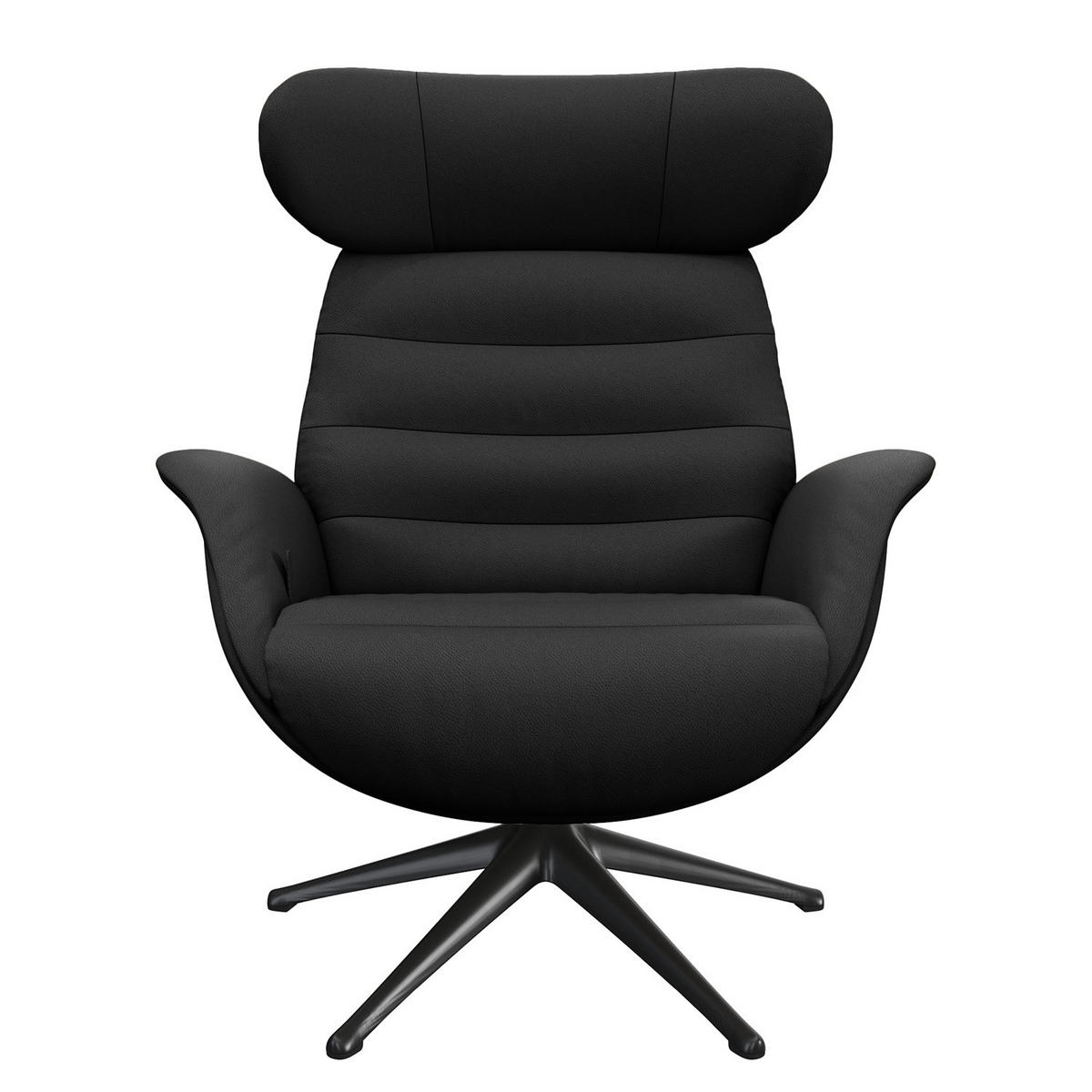 RELAXSESSEL - Schwarz, Leder/Metall (90/107/90cm) - home24