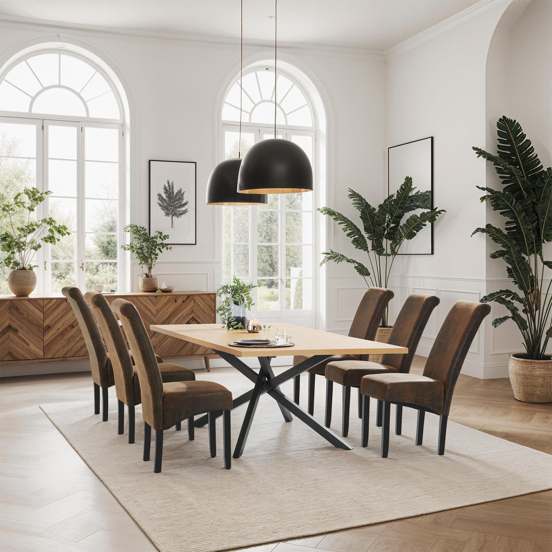 Thumbnail - tectake Esszimmerstuhl, Anthrazit, Braun, Textil, 44x106x45 cm, Esszimmer, Stühle, Esszimmerstühle, Vierfußstühle