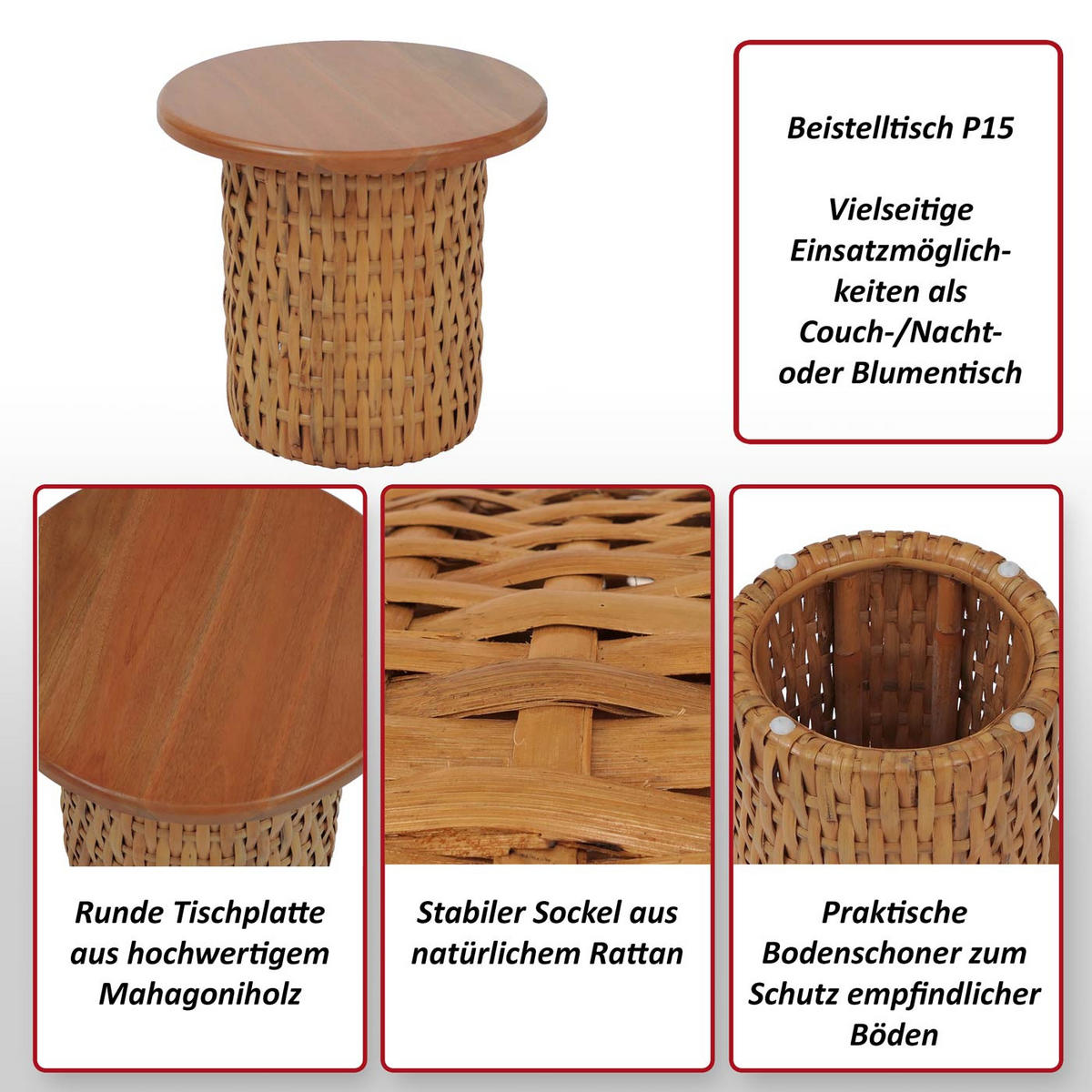 BEISTELLTISCH rund Braun - Braun, Holz (44/44/41cm) - MCW