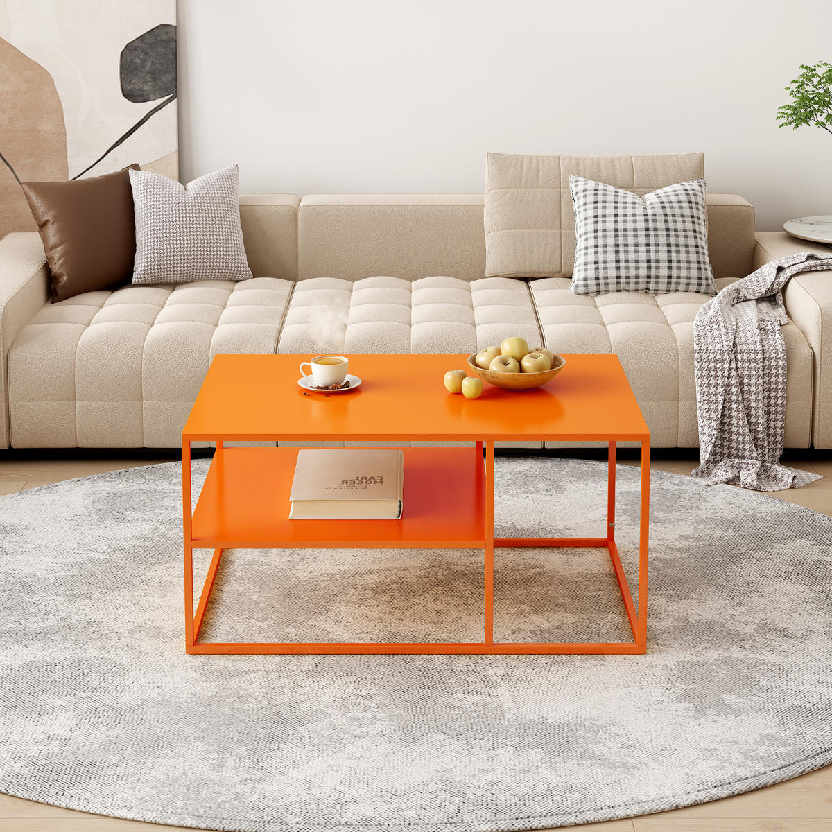 COUCHTISCH Solund 45/90/60 cm - Orange, Metall (60/90/45cm) - [en.casa]