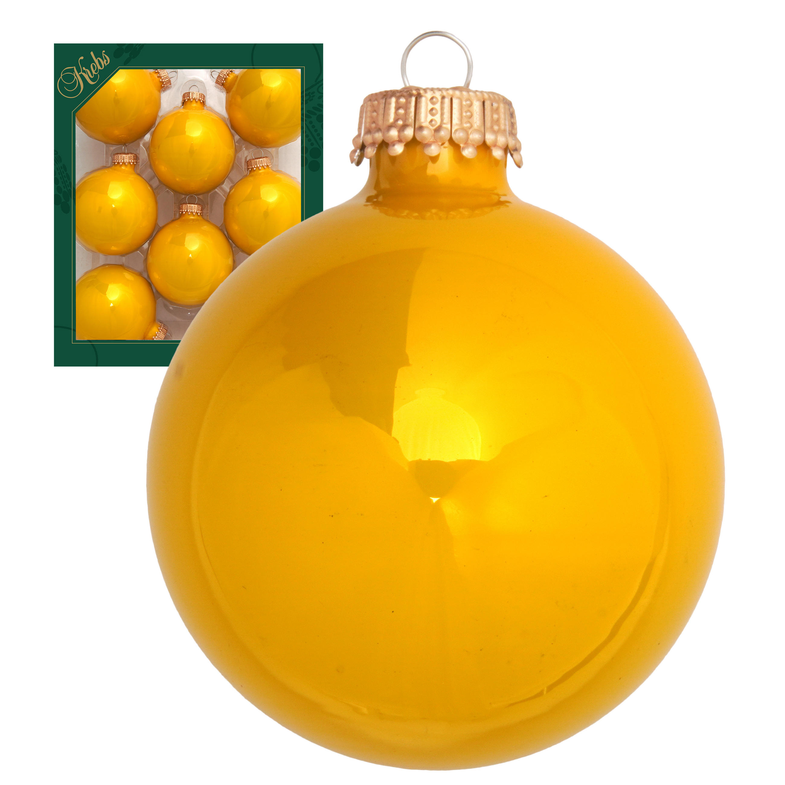 Krebs Glas Lauscha Christbaumkugeln Gelb 7x7x7 cm