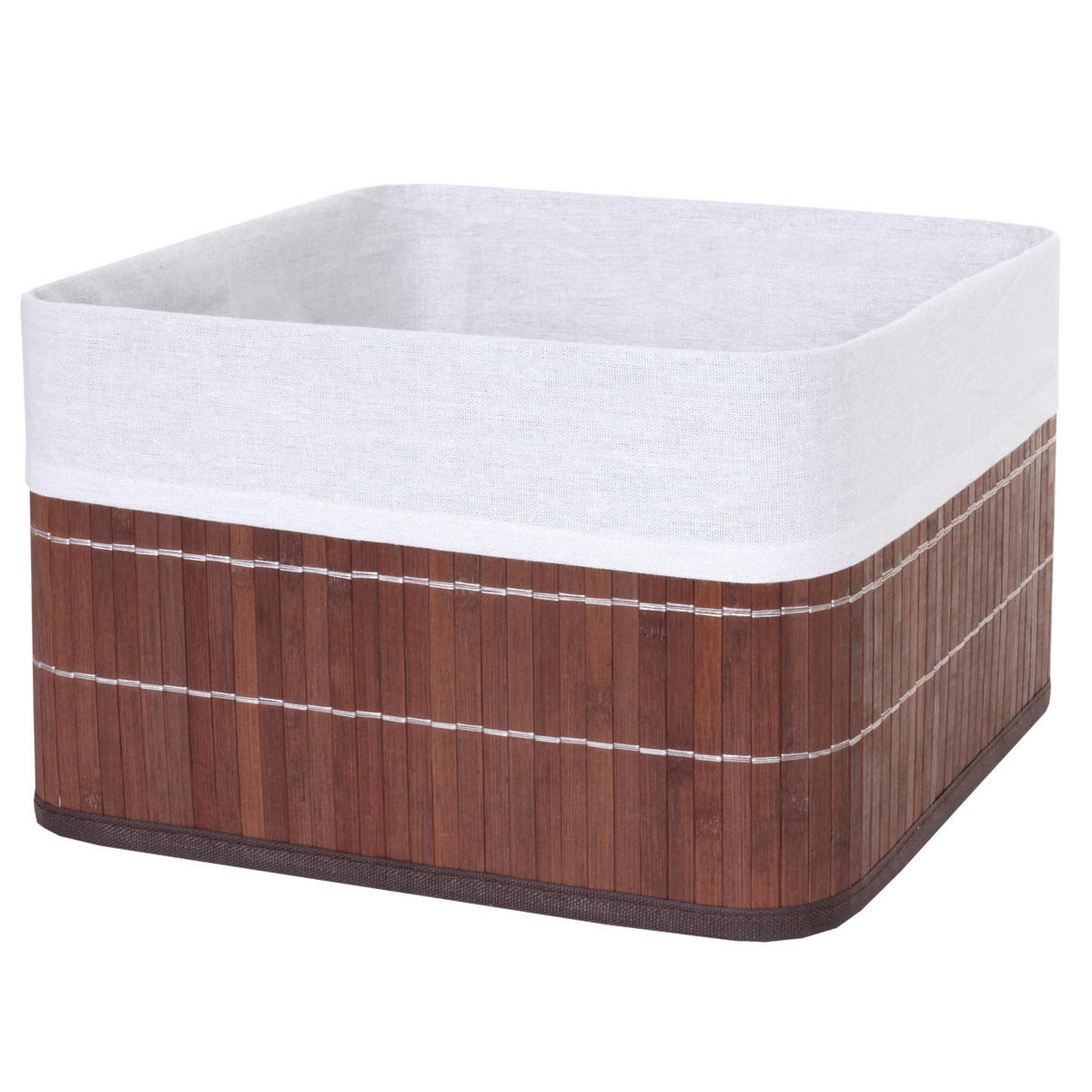 AUFBEWAHRUNGSKORB Braun, Cremeweiß 4-teilig-Set - Creme/Braun, Holz (21/33/33cm) - MCW