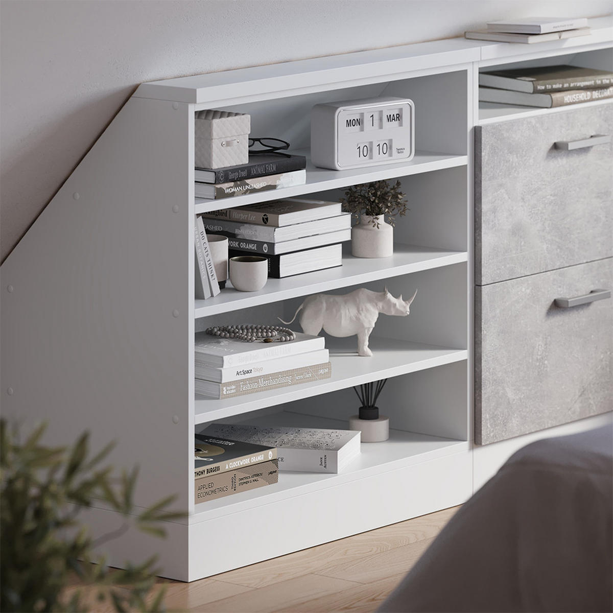 DACHSCHRÄGENSCHRANK Rion Weiß 80 x 81.6 cm mit 4 Fächern - Weiß, Holzwerkstoff (80/81.6/46cm) - Vicco