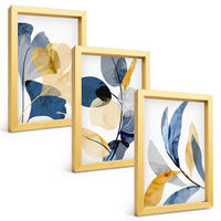 BILDER SET 3er Set - 20x30 cm Goldrahmen - Aquarell-Pflanzenmotive - Goldfarben, Kunststoff (20/30cm) - TULUP