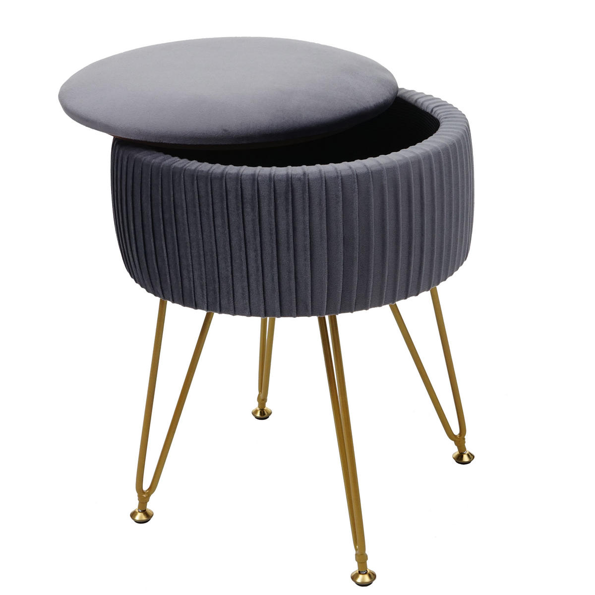 SITZHOCKER Hellgrau, Gold - Goldfarben/Hellgrau, Textil (33/42/33cm) - MCW