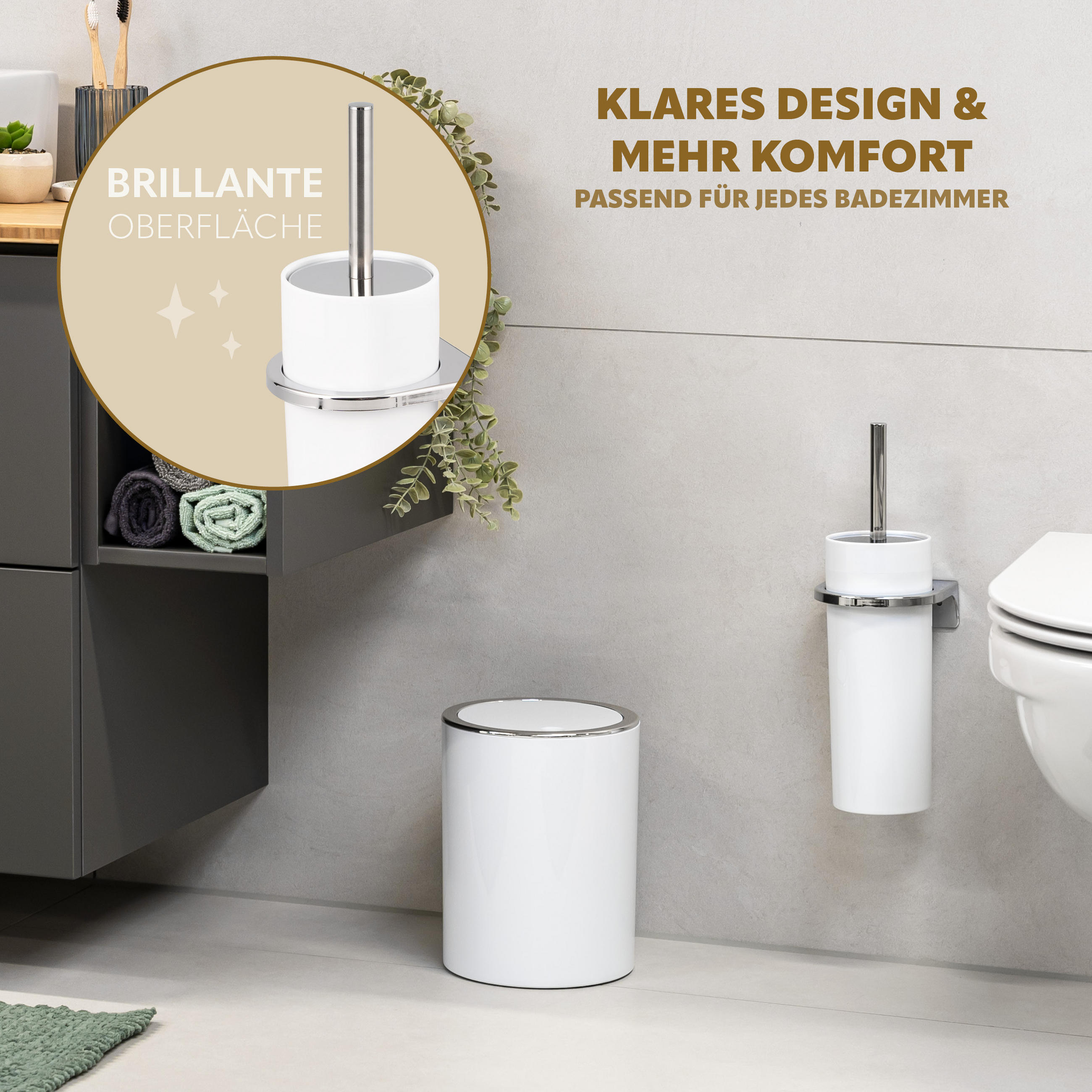 WC-GARNITUR SAVONA, weiß, Kunststoff - Weiß, Kunststoff (10/36.5/10cm) - bremermann