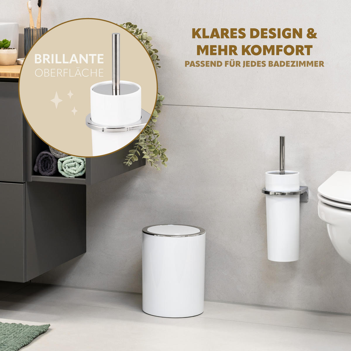WC-GARNITUR SAVONA, weiß, Kunststoff - Weiß, Kunststoff (10/36.5/10cm) - bremermann