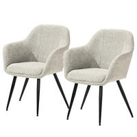 POLSTERSTUHL - Bouclé / Edelstahl, 2er-Set - Beige/Schwarz, Textil (56/84/47cm) - home24