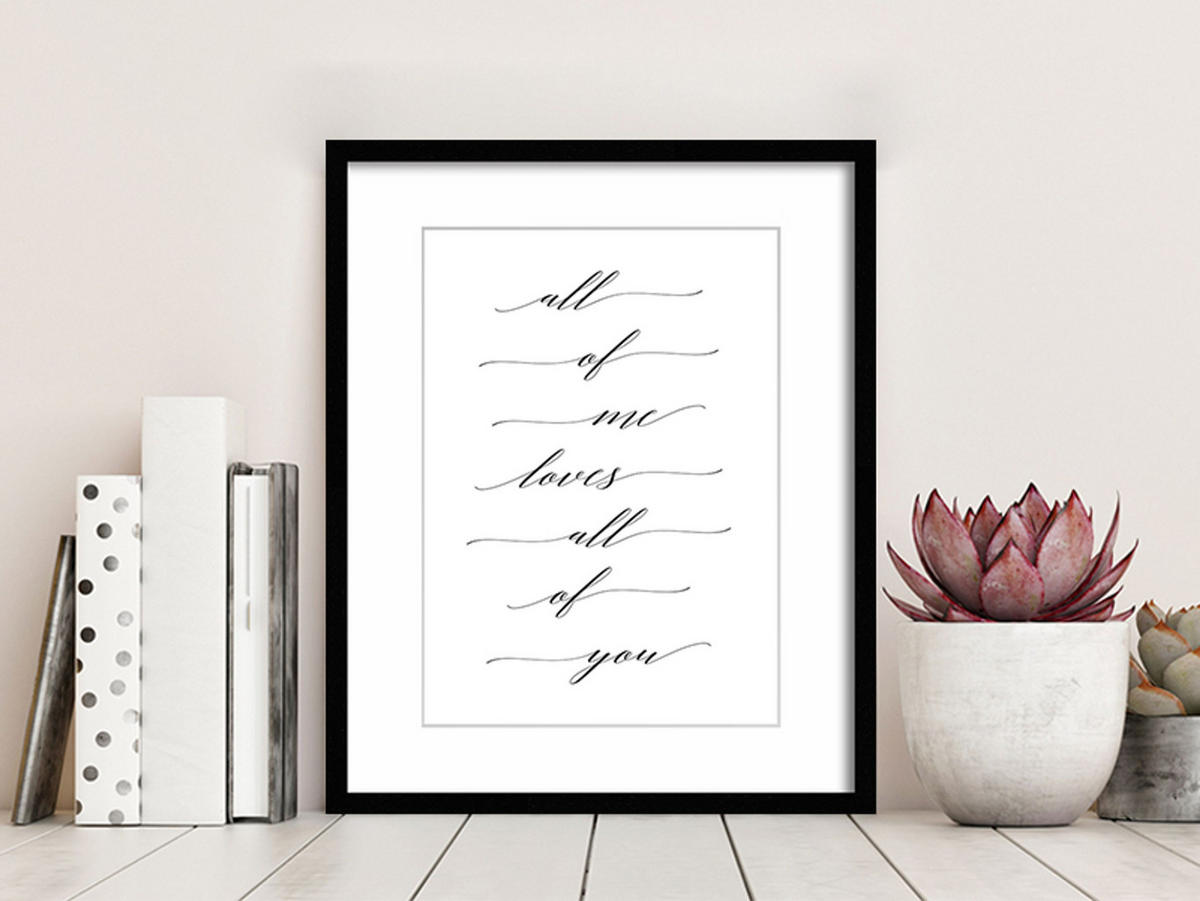 POSTER DIN A4 21x29,7 cm Liebe Typografie schwarz weiß - Weiß, Papier (21/29.7/2cm) - artissimo