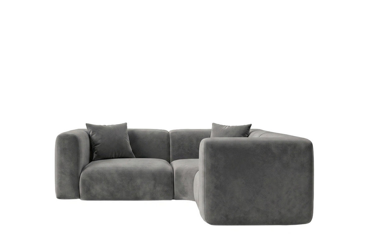 ECKSOFA Modulares, Corner Mini, Velvet-Stoff Bluvel, Aschgrau, GRETA - Grau, Holz (190/190cm) - Kaiser Möbel