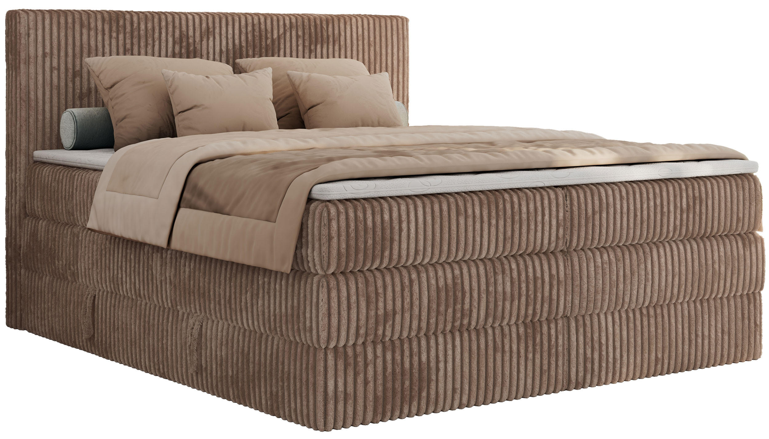 BOXSPRINGBETT TILIANO KING - 140/200 - Braun Cord - H3 - Braun, Holz/Textil (140/200cm) - MKS
