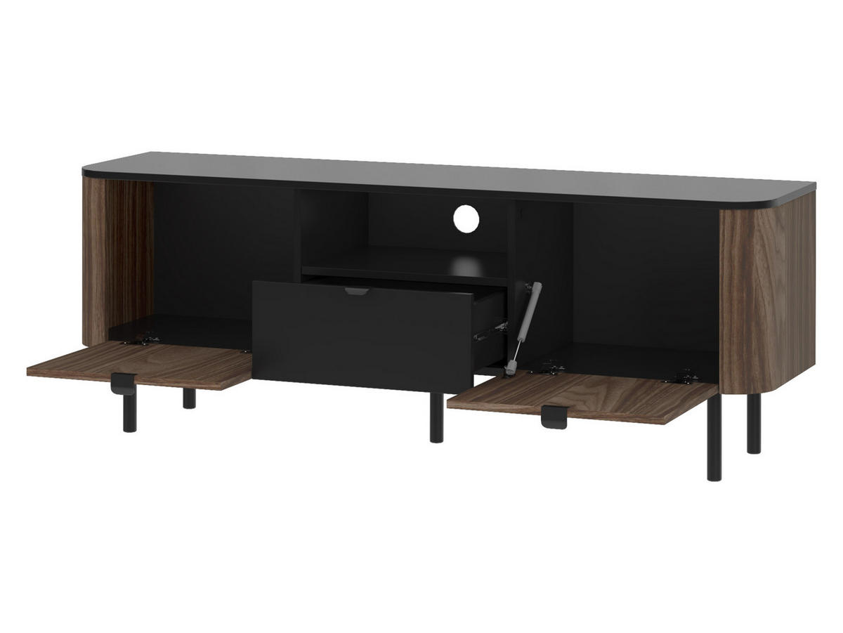 TV-ELEMENT Pero 150 02 - Nussbaumfarben/Schwarz, Holzwerkstoff/Metall (151/55/39cm) - MIRJAN24