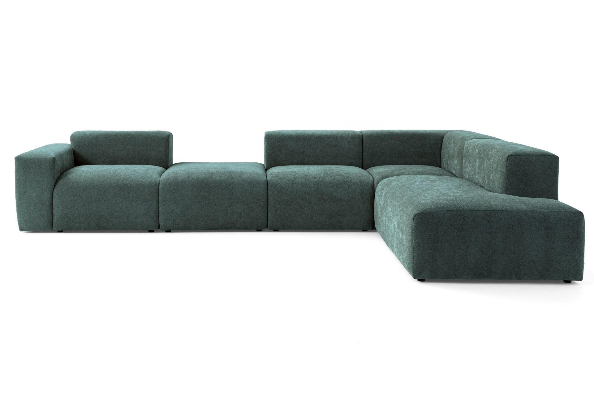 5-SITZER modulares Ecksofa HEAVEN SET 5 Rechts, Breite 380 cm Webstoff Dunkelgrün - Dunkelgrün/Schwarz, Holz/Kunststoff (245/380cm) - Muffo