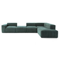 5-SITZER modulares Ecksofa HEAVEN SET 5 Rechts, Breite 380 cm Webstoff Dunkelgrün - Dunkelgrün/Schwarz, Holz/Kunststoff (245/380cm) - Muffo