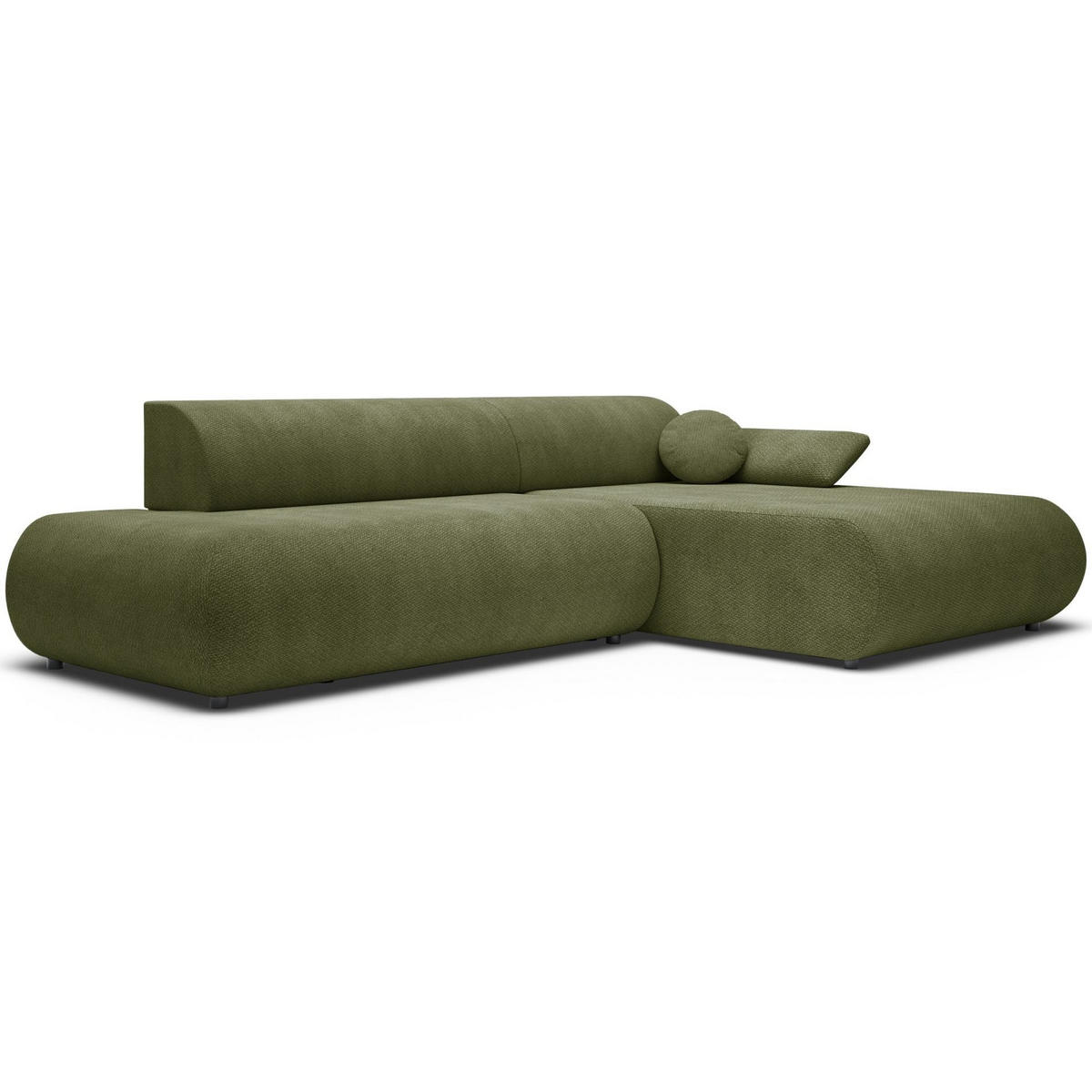ECKSOFA Armone Olivgrün Chenille - Schwarz/Olivgrün, Kunststoff/Textil (173.5/286cm) - Selsey