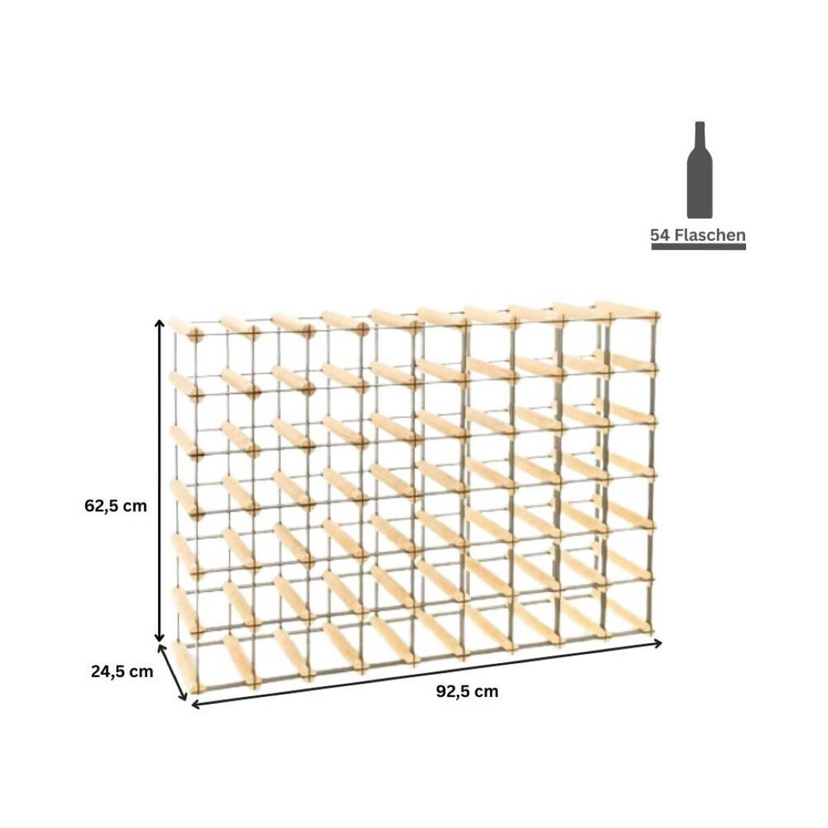 WEINREGAL Vinotega Mod Metal 62,5x92,5x24,5 cm 9x6 Flaschen Massives Kiefernholz Braun Geölt - Braun, Holz (92.5/62.5/24.5cm) - PROREGAL