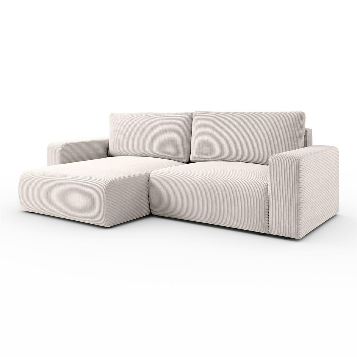ECKSOFA OPERA L-Form mit Schlaffunktion und Bettkasten, Poso 100 - Ecru, Textil (247/143cm) - Lookway