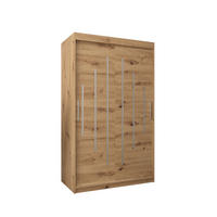 SCHWEBETÜRENSCHRANK 200/120/62 2-türig - Silberfarben/Eiche Artisan, Holz/Kunststoff (120/200/62cm) - Abiks Möbel