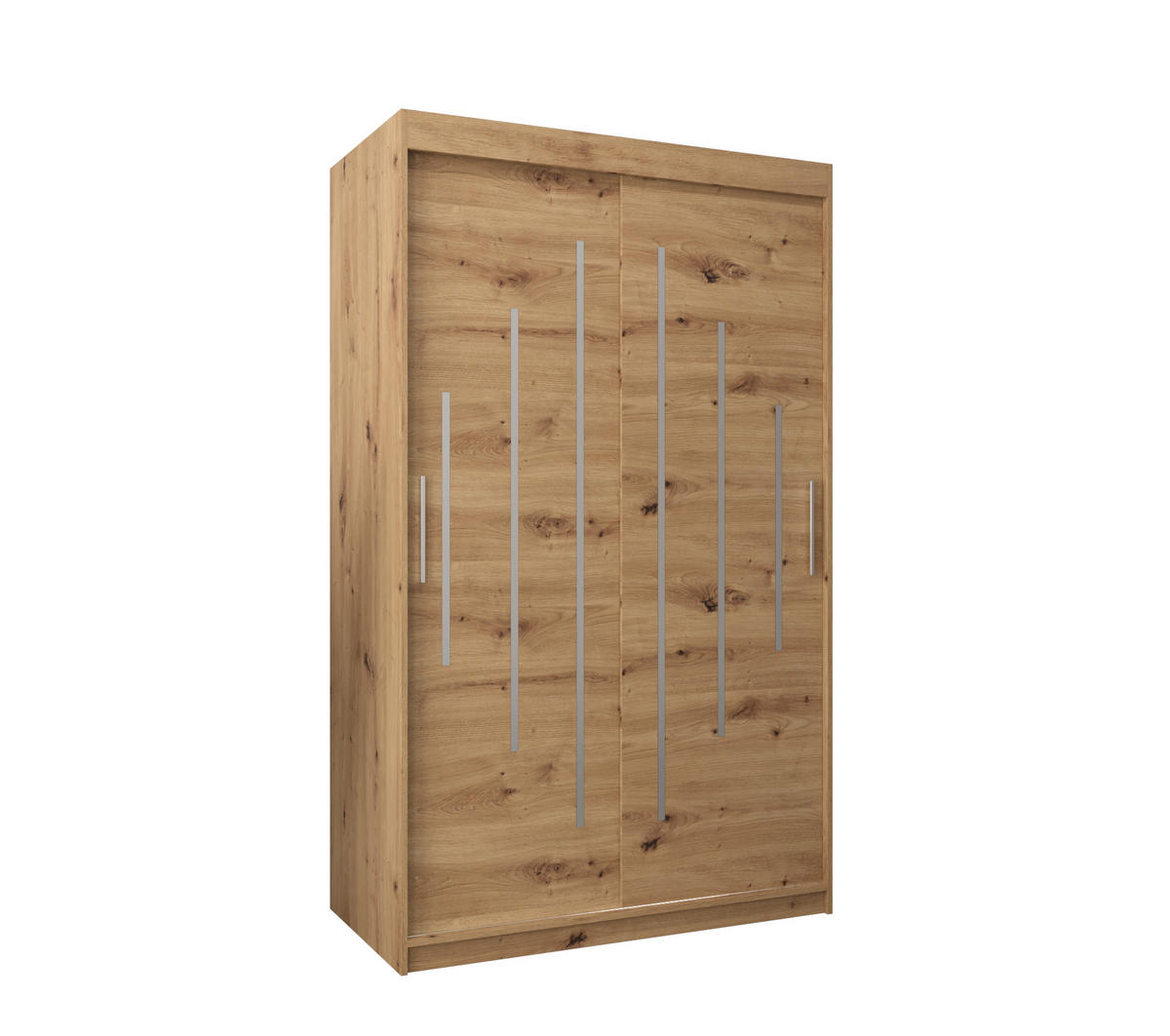 SCHWEBETÜRENSCHRANK 200/120/62 2-türig - Silberfarben/Eiche Artisan, Holz/Kunststoff (120/200/62cm) - Abiks Möbel