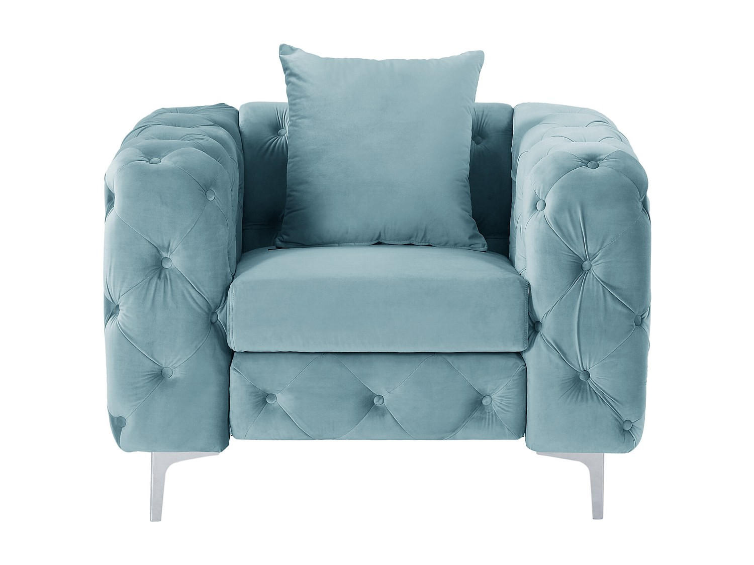 SESSEL mit gerader Rückenlehne - 1 Person - Samt, Stoff - Hellblau - - Hellblau, Textil (106/76/91cm) - Vente-Unique