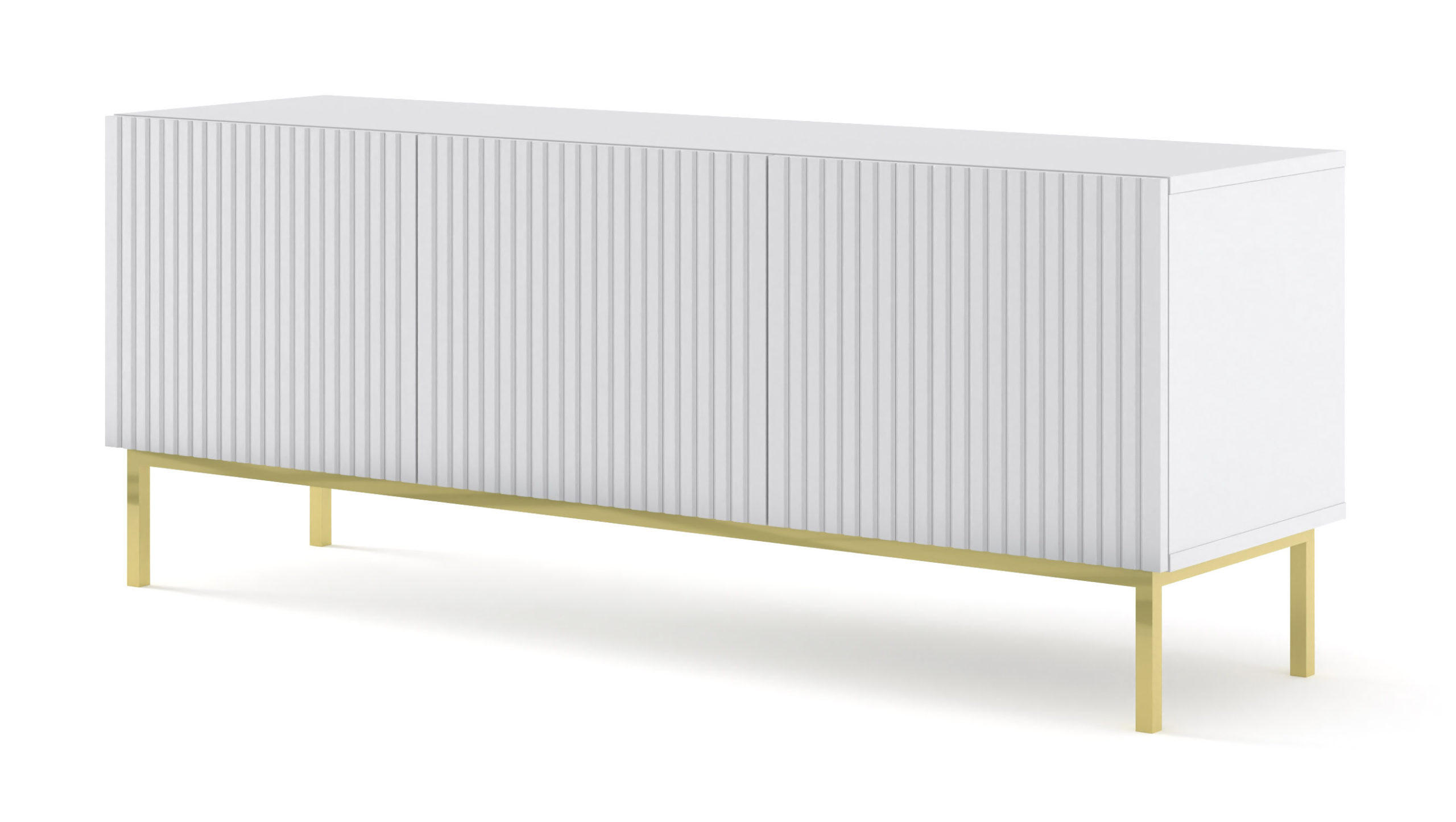 TV LOWBOARD Weiß, Weiß, Gold 150/58/42 - Weiß, Holzwerkstoff (150/58/42cm) - RAUMHIRSCH FURNITURE