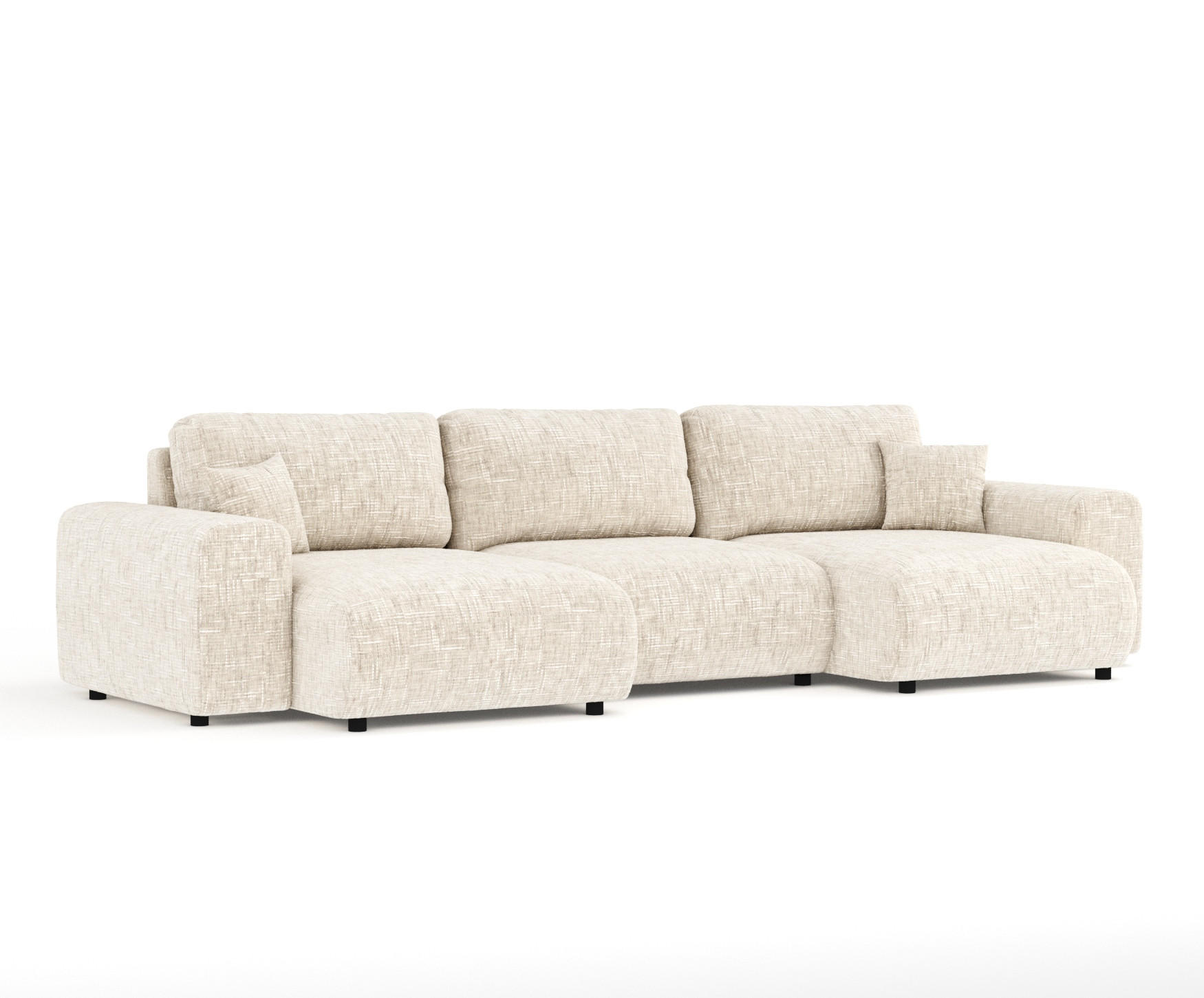 PANORAMASOFA Zanzibar Creme Webstoff - Creme/Schwarz, Holz/Holzwerkstoff (325/79/144cm) - Maison de Reve