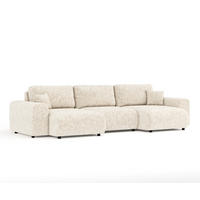 PANORAMASOFA Zanzibar Creme Webstoff - Creme/Schwarz, Holz/Holzwerkstoff (325/79/144cm) - Maison de Reve