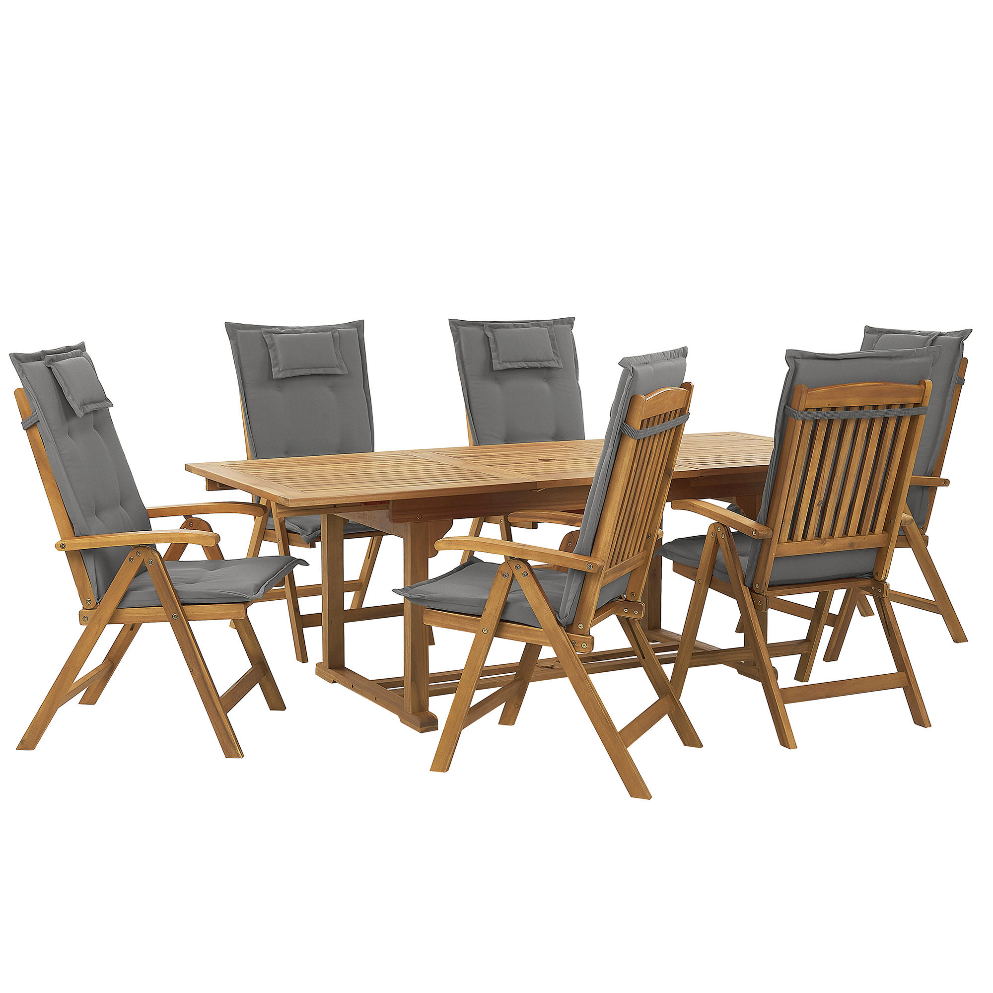 SET MOBILIER DE GRĂDINĂ cu 6 locuri lemn de salcâm perne gri grafit Java